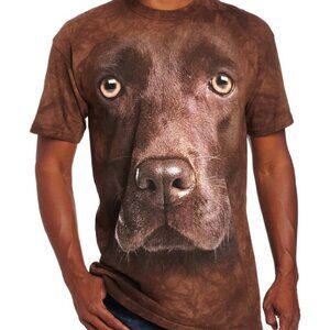 The Mountain Chocolate Lab Dog Face Graphic Brown Tie Dye T-Shirt Unisex XL